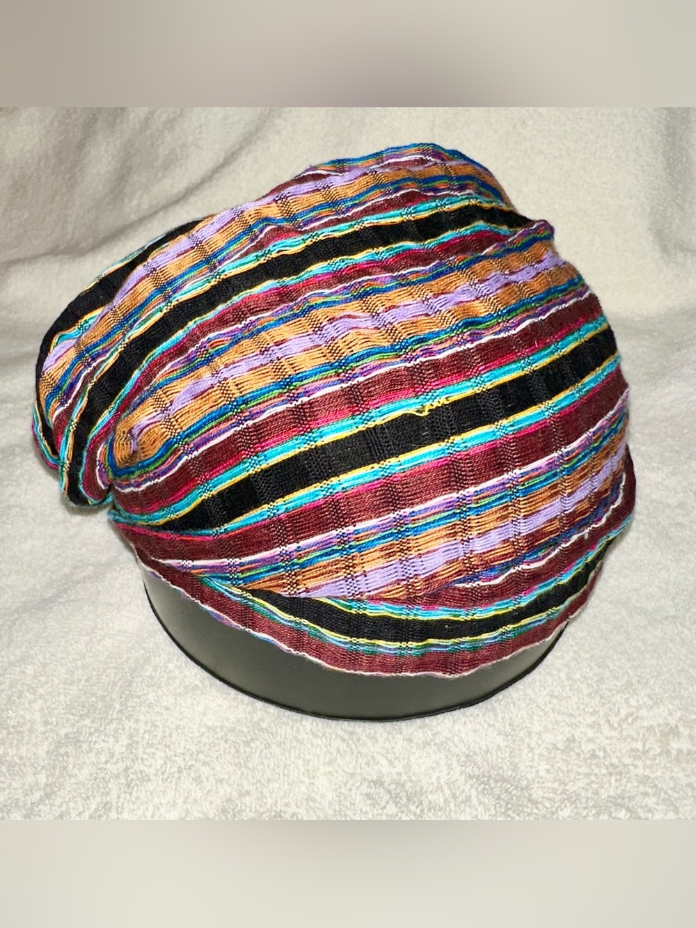 Vtg Boho Guatemalan Handwoven Striped Wide Headband Bandana Hair Wrap